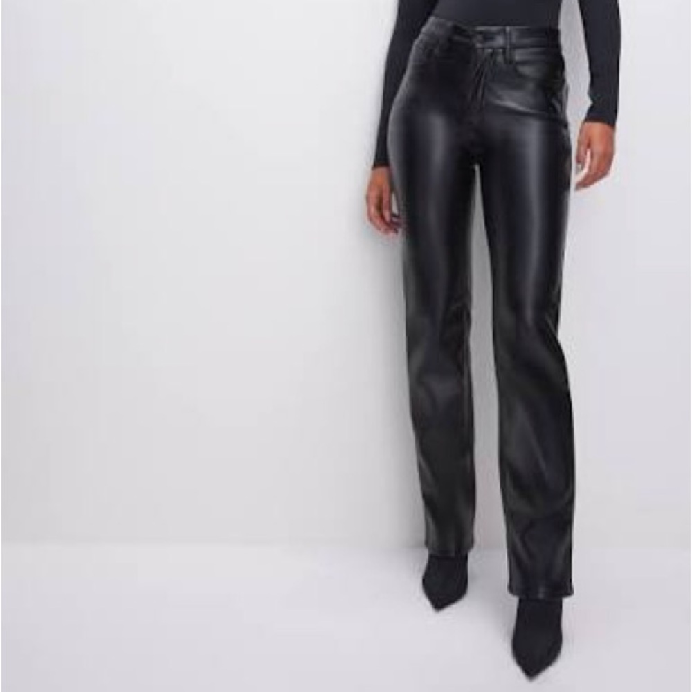 Good American Black Faux Leather Pants